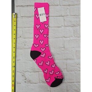 CREW SOCKS HEART PATTERN 3-COLOR HOT PINK HEARTS Size 10-12 (L)
